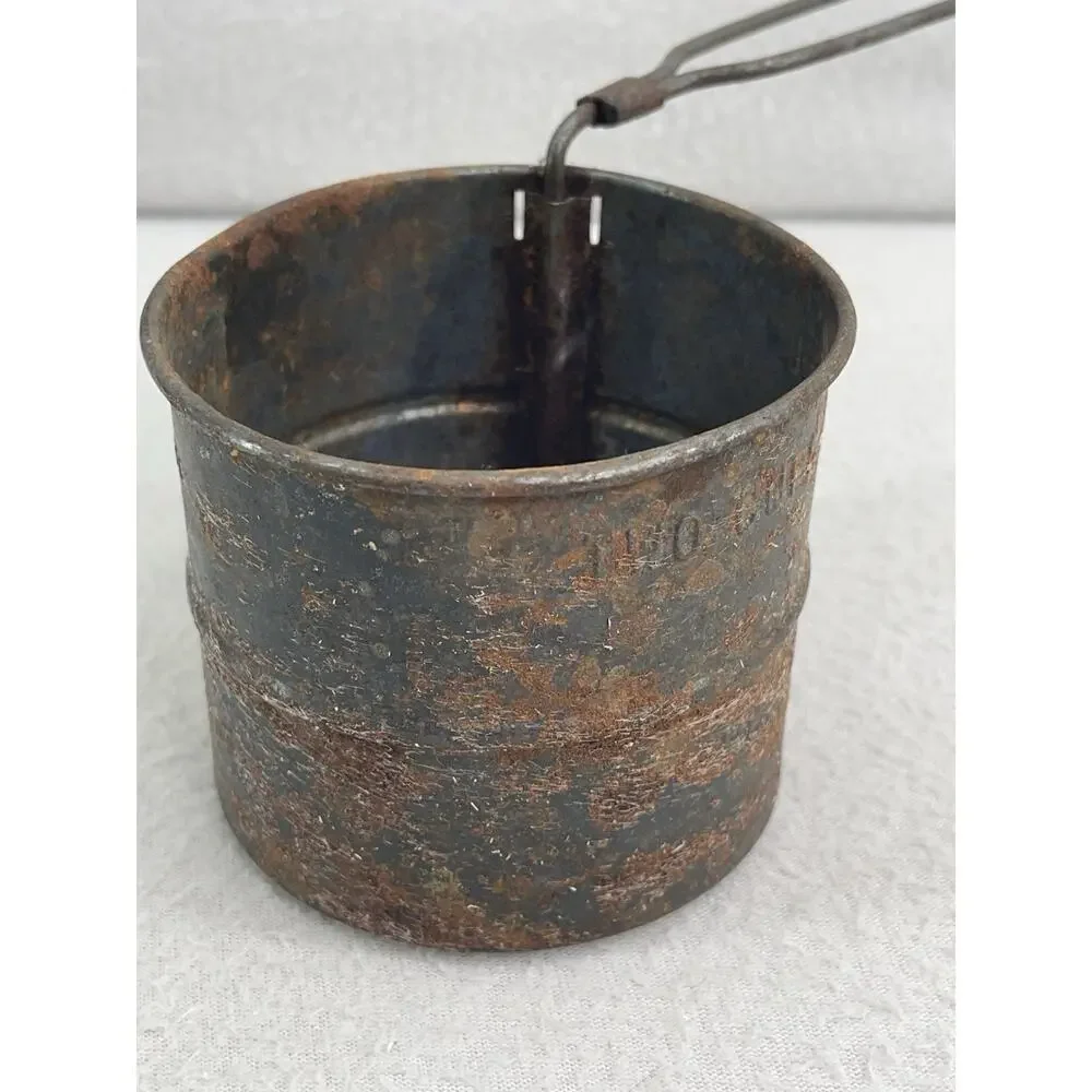 VTG 2 Cup Flour Sifter Embossed Tin Hand Crank Working USA Kitchen Tool